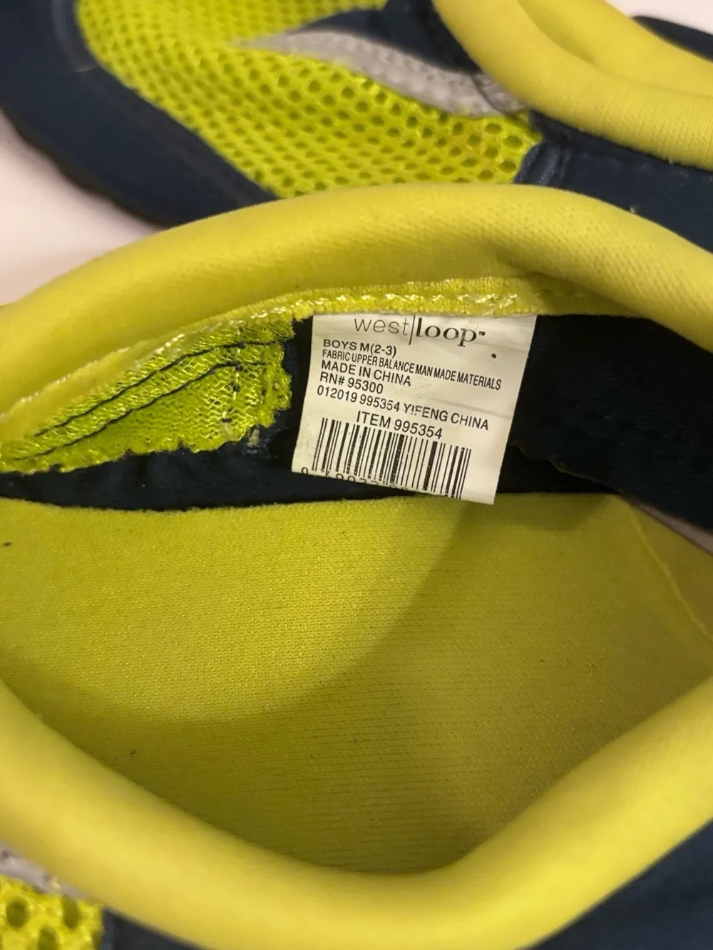 west loop Neon Yellow and Navy Kids Water Shoes with Bungee Toggle